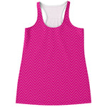 Magenta Pink Zigzag Pattern Print Women's Racerback Tank Top