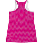 Magenta Pink Zigzag Pattern Print Women's Racerback Tank Top