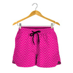 Magenta Pink Zigzag Pattern Print Women's Shorts