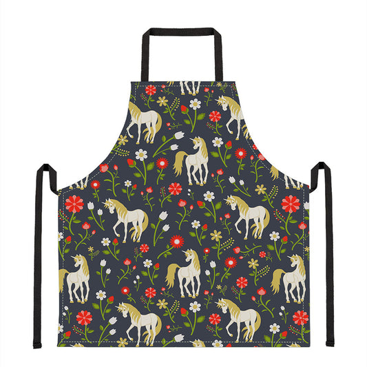 Magic Floral Unicorn Pattern Print Apron