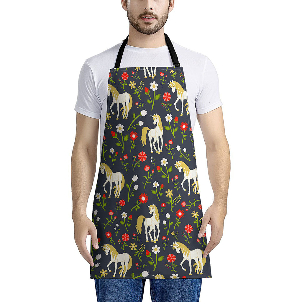 Magic Floral Unicorn Pattern Print Apron