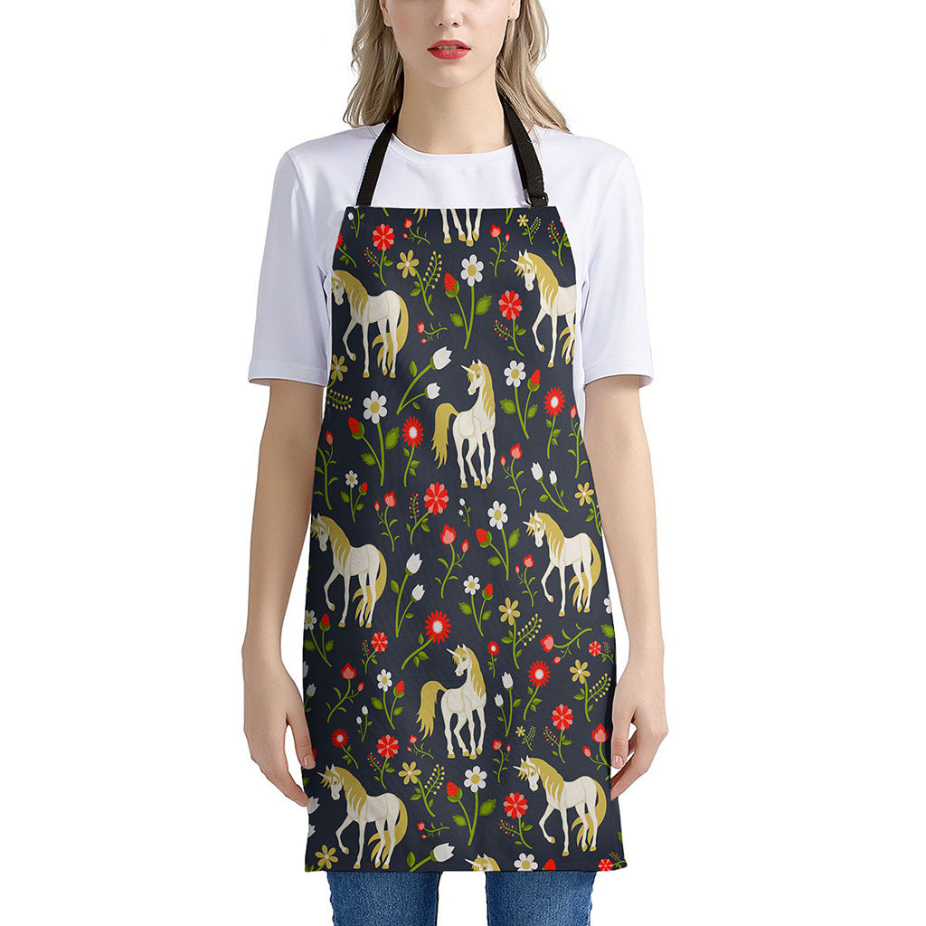 Magic Floral Unicorn Pattern Print Apron