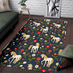 Magic Floral Unicorn Pattern Print Area Rug GearFrost