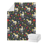 Magic Floral Unicorn Pattern Print Blanket