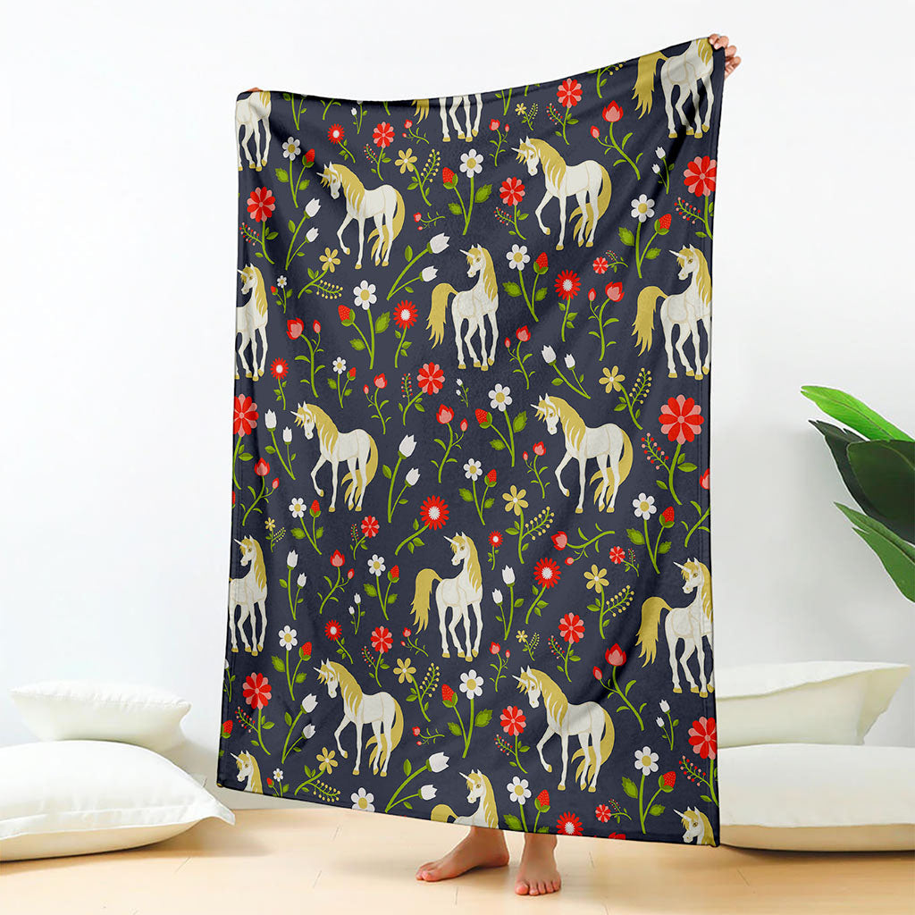 Magic Floral Unicorn Pattern Print Blanket
