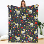 Magic Floral Unicorn Pattern Print Blanket
