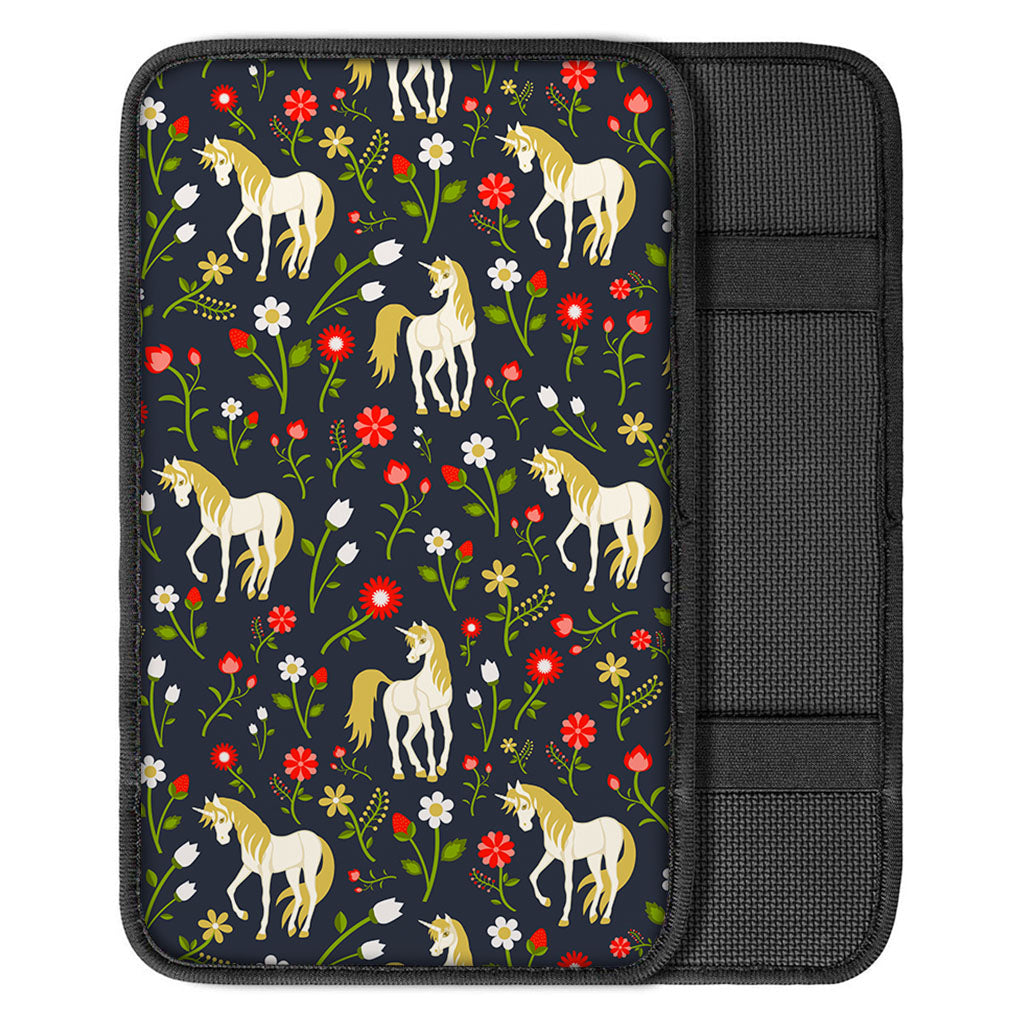 Magic Floral Unicorn Pattern Print Car Center Console Cover
