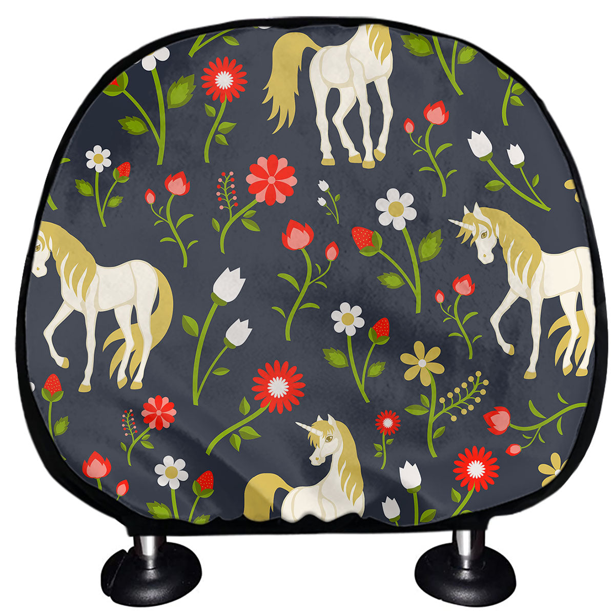 Magic Floral Unicorn Pattern Print Car Headrest Covers