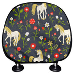 Magic Floral Unicorn Pattern Print Car Headrest Covers