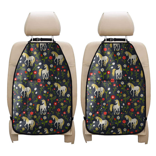 Magic Floral Unicorn Pattern Print Car Seat Organizers