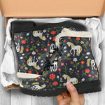 Magic Floral Unicorn Pattern Print Comfy Boots GearFrost