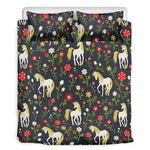 Magic Floral Unicorn Pattern Print Duvet Cover Bedding Set