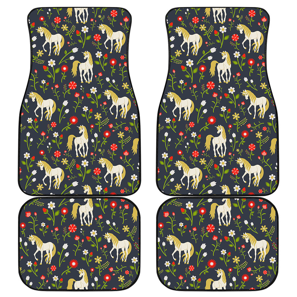 Magic Floral Unicorn Pattern Print Front and Back Car Floor Mats