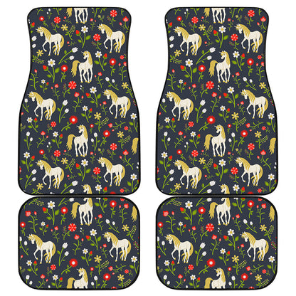 Magic Floral Unicorn Pattern Print Front and Back Car Floor Mats
