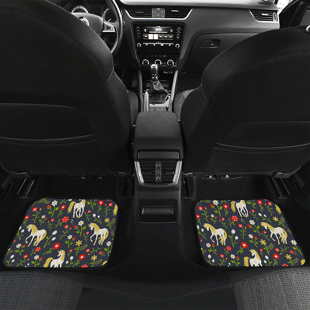 Magic Floral Unicorn Pattern Print Front and Back Car Floor Mats