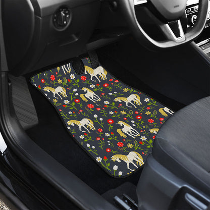 Magic Floral Unicorn Pattern Print Front and Back Car Floor Mats