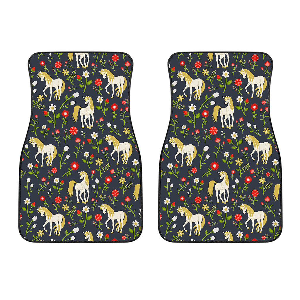 Magic Floral Unicorn Pattern Print Front Car Floor Mats