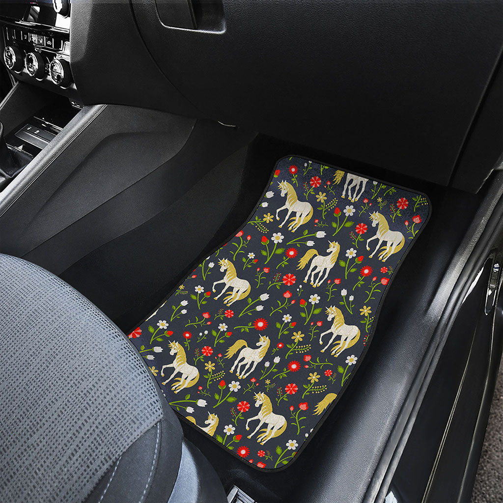 Magic Floral Unicorn Pattern Print Front Car Floor Mats