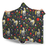 Magic Floral Unicorn Pattern Print Hooded Blanket