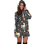 Magic Floral Unicorn Pattern Print Hoodie Dress GearFrost