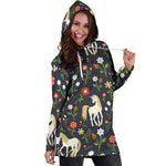 Magic Floral Unicorn Pattern Print Hoodie Dress GearFrost