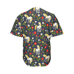 Magic Floral Unicorn Pattern Print Men's Baseball Jersey