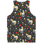 Magic Floral Unicorn Pattern Print Men's Tank Top