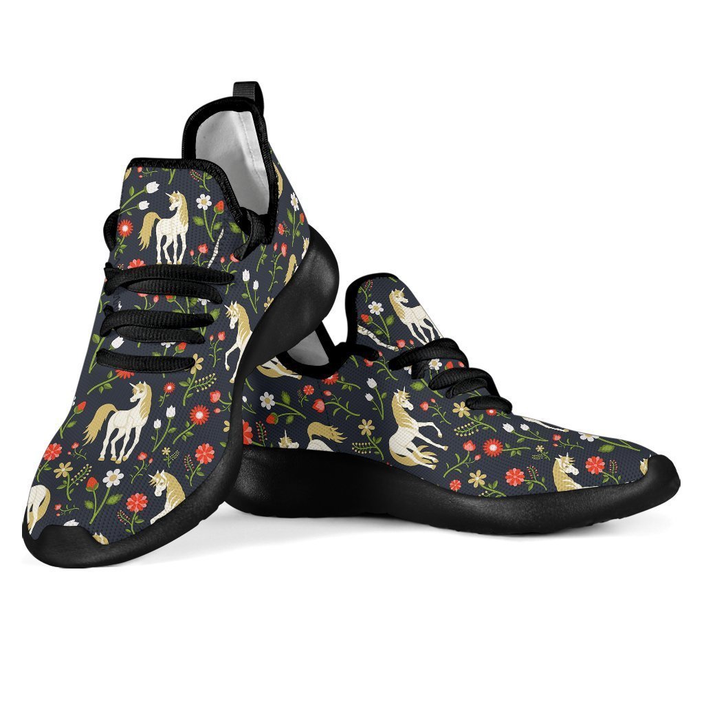 Magic Floral Unicorn Pattern Print Mesh Knit Shoes GearFrost