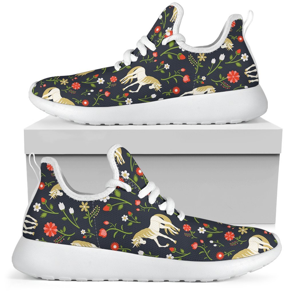 Magic Floral Unicorn Pattern Print Mesh Knit Shoes GearFrost
