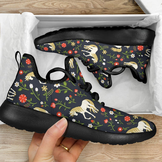 Magic Floral Unicorn Pattern Print Mesh Knit Shoes GearFrost