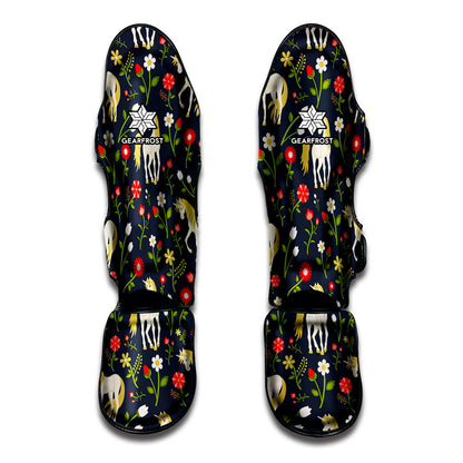 Magic Floral Unicorn Pattern Print Muay Thai Shin Guard