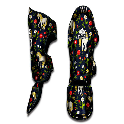 Magic Floral Unicorn Pattern Print Muay Thai Shin Guard