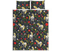 Magic Floral Unicorn Pattern Print Quilt Bed Set