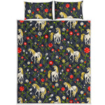 Magic Floral Unicorn Pattern Print Quilt Bed Set