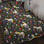 Magic Floral Unicorn Pattern Print Quilt Bed Set