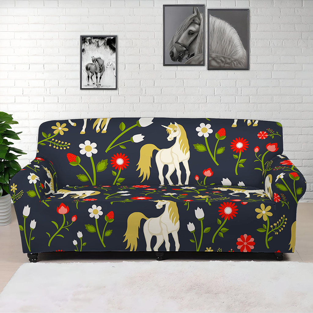 Magic Floral Unicorn Pattern Print Sofa Cover