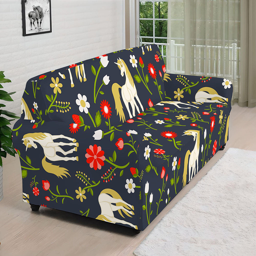 Magic Floral Unicorn Pattern Print Sofa Cover