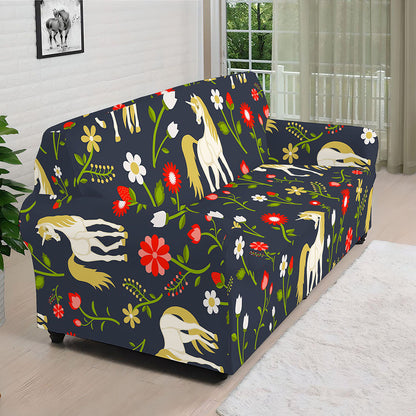 Magic Floral Unicorn Pattern Print Sofa Cover