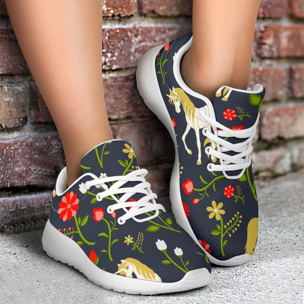 Magic Floral Unicorn Pattern Print Sport Shoes GearFrost
