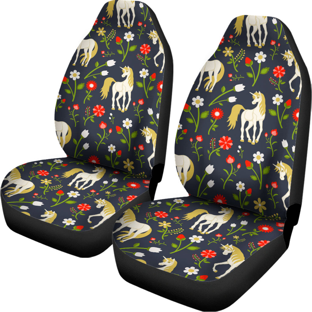 Magic Floral Unicorn Pattern Print Universal Fit Car Seat Covers