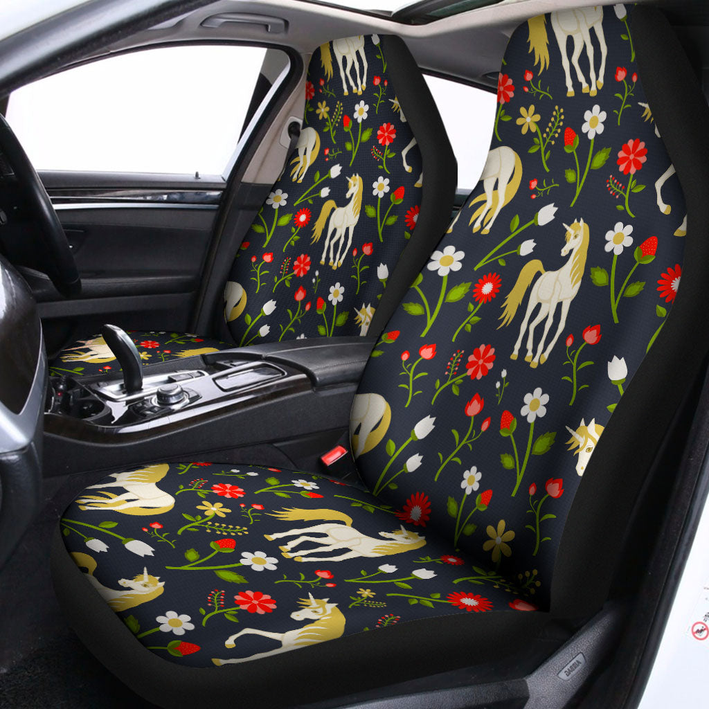 Magic Floral Unicorn Pattern Print Universal Fit Car Seat Covers