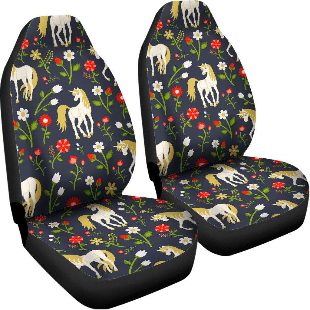 Magic Floral Unicorn Pattern Print Universal Fit Car Seat Covers