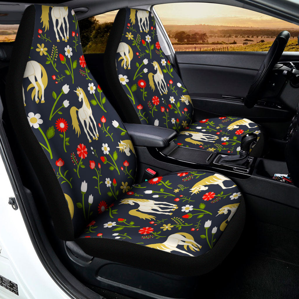 Magic Floral Unicorn Pattern Print Universal Fit Car Seat Covers