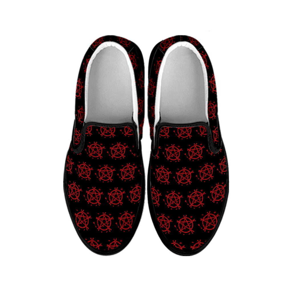Magic Pentagram Pattern Print Black Slip On Shoes