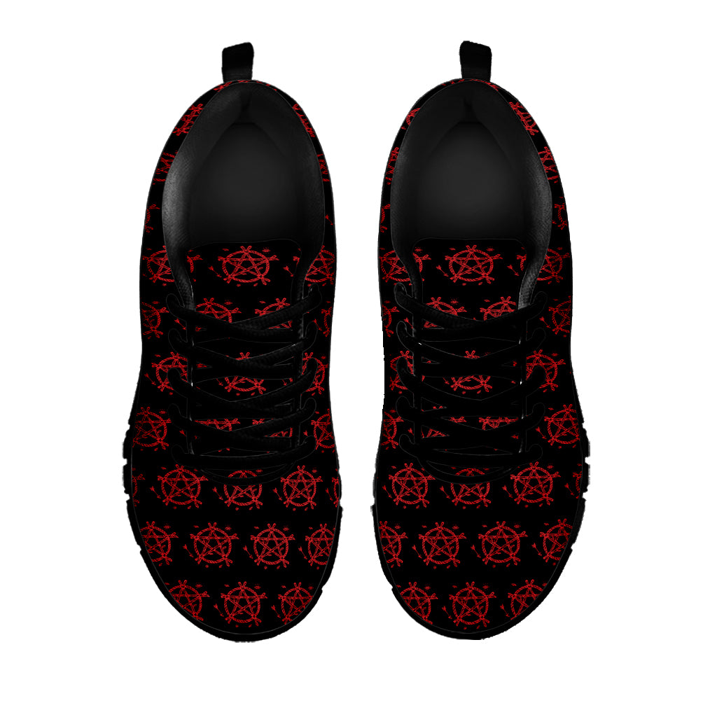 Magic Pentagram Pattern Print Black Sneakers
