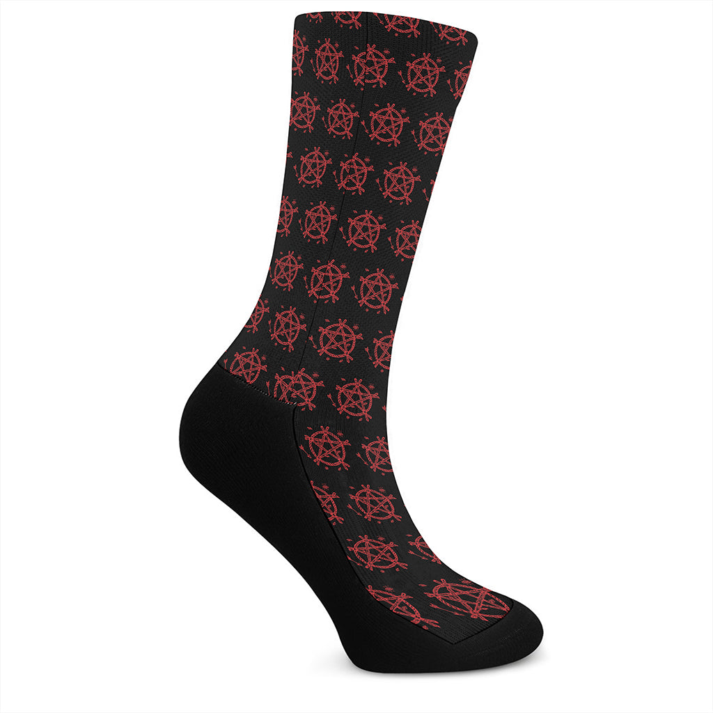 Magic Pentagram Pattern Print Crew Socks
