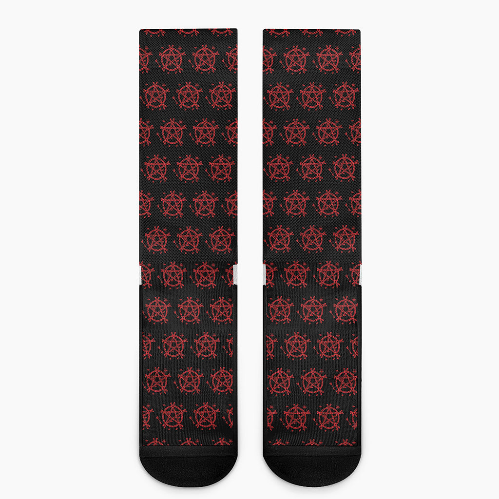 Magic Pentagram Pattern Print Crew Socks