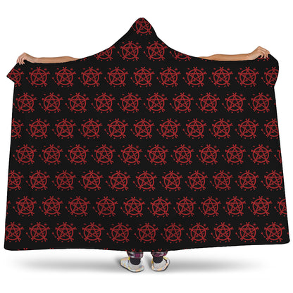 Magic Pentagram Pattern Print Hooded Blanket