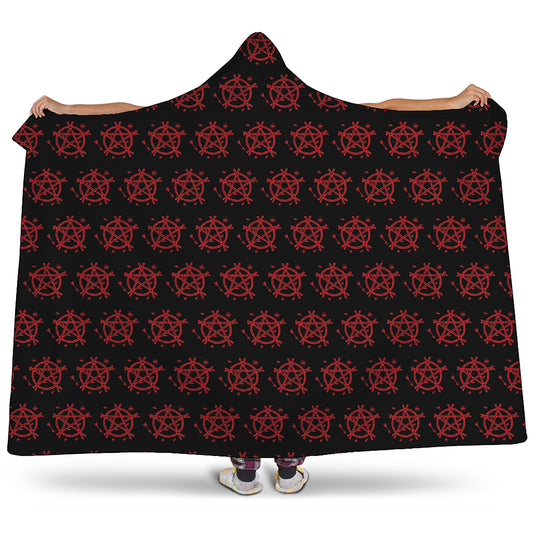 Magic Pentagram Pattern Print Hooded Blanket