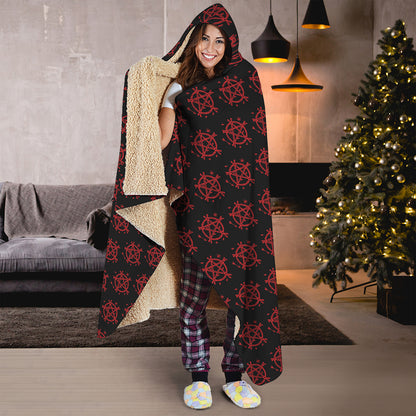 Magic Pentagram Pattern Print Hooded Blanket